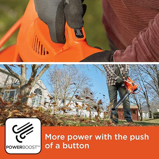 BLACK+DECKER Electric Leaf Blower, Leaf Vacuum and Mulcher 3 in 1, Backpack Blowers for Lawn Care,250 mph Airflow, 400 cfm Delivery Power, Reusable Bag Included, Corded (BEBL7000)