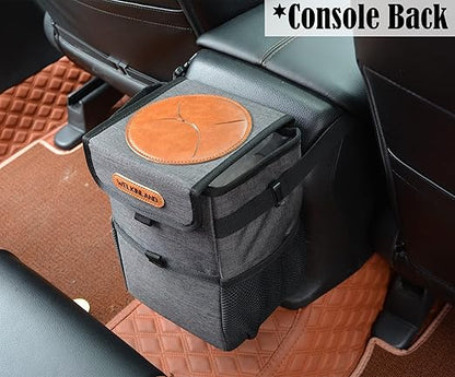 Welkinland Car Trash Can with Lid, Grey, 1.0 Cubic Inch Capacity