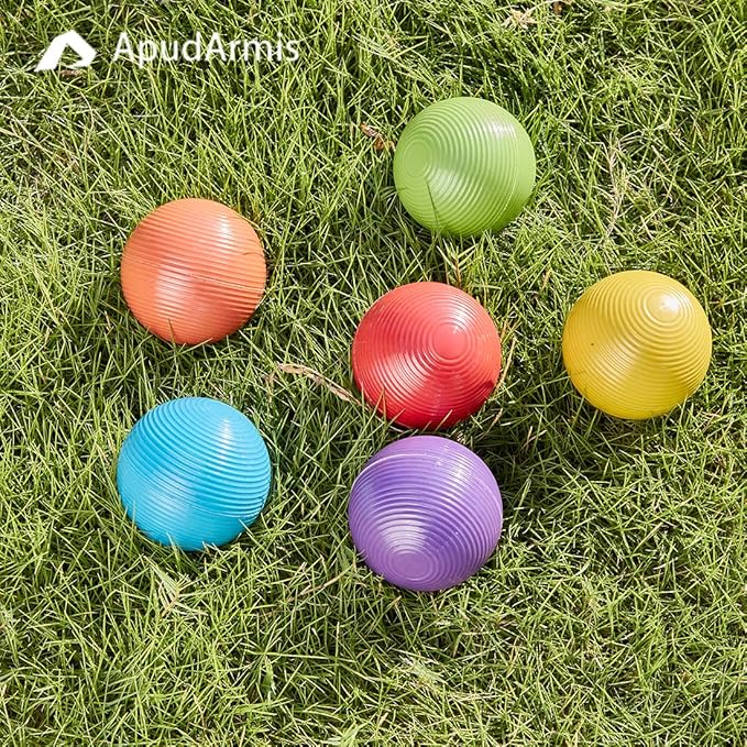 ApudArmis Croquet Ball Replacement Set, 6 Colored Balls for 28'', 32'' and 35'' Six Player Game