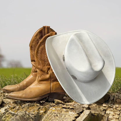 Cowboy Hat for Women and Men with Shapeable Wide Brim - Felt Cattleman Western Hats for Cowboys and Cowgirls