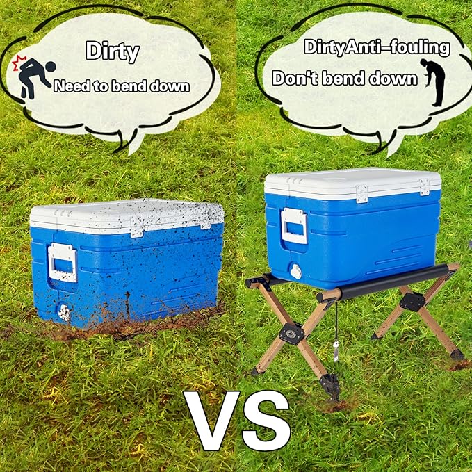 Ablazer Folding Cooler Stand with Carry Bag, Anti-Slip for Camping Hiking BBQ Cooking Picnic Outdoor, Light Weight Foldable Fridge Ice Box Holder