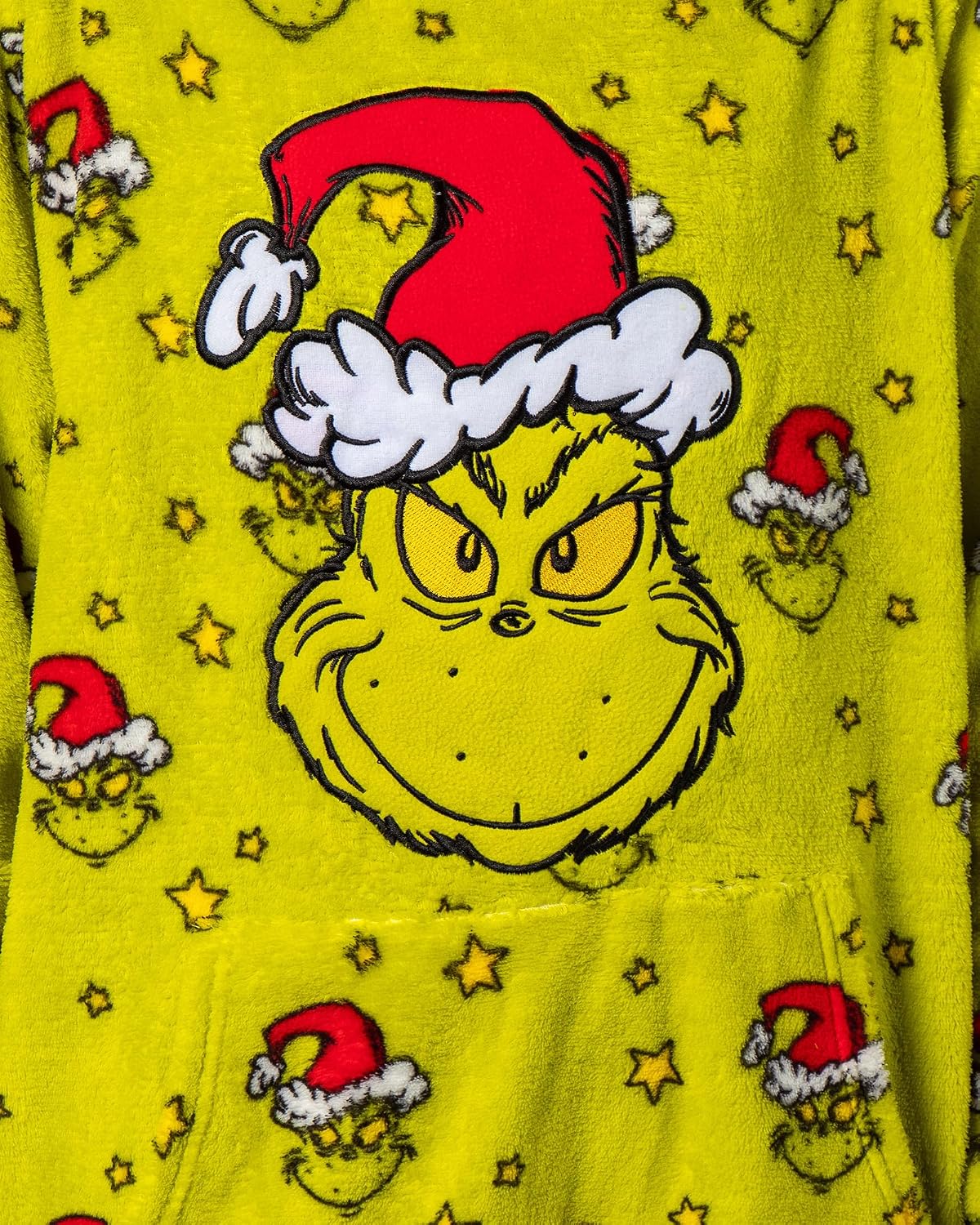 Large Size, MJC Dr. Seuss The Grinch Women's Pullover Hooded Plush Fleece Adult Pajama Dorm Sleep Shirt With Knee High Socks.