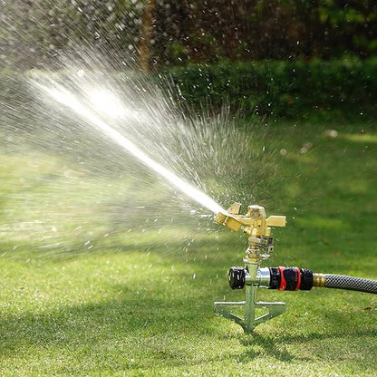 Eden 16032 Brass Impact Sprinkler, Heavy Duty Sprinkler Head, Adjustable 0-360 Degrees Pattern, Watering Sprinklers for Yard, Lawn and Grass Irrigation