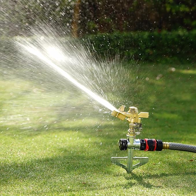 Eden 16032 brass impact sprinkler, sturdy sprinkler head, adjustable pattern from 0 to 360 degrees, irrigation sprinklers for patio, lawn and lawn irrigation