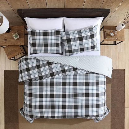 Eddie Bauer - King Comforter Set, Cotton Reversible Bedding with Matching Shams, Stylish Home Decor (Lewis Navy, King)