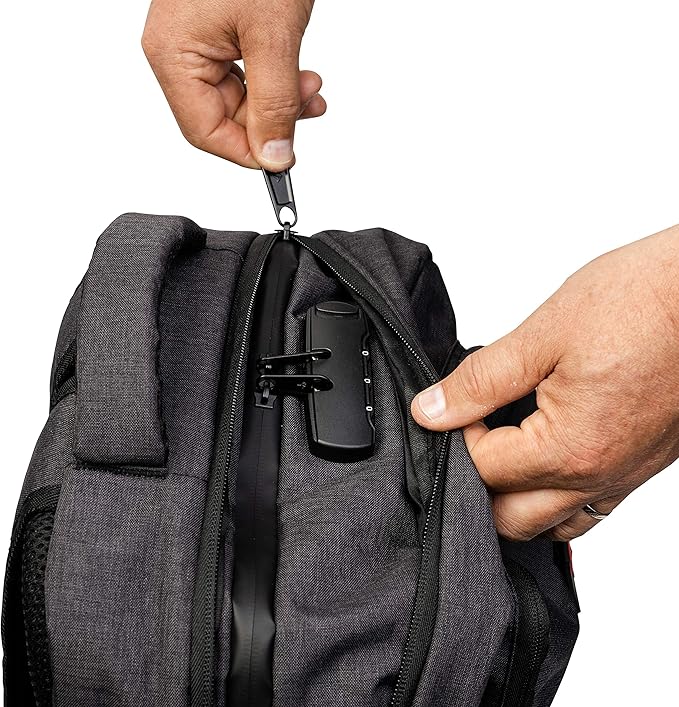 zazzy Smell Proof Backpack with Lock Smell Proof Bags with Combination Lock Travel Backpack for Men  Women Black