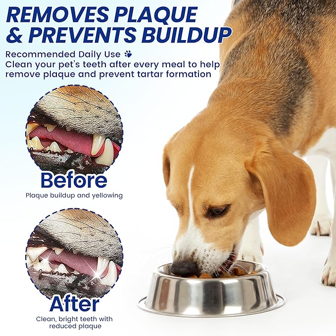 Pet Dental Care Finger Wipes, Reduces Plaque  Freshens Breath, Lick Safe Teeth Cleaning Finger Wipes, Dogs  Cats Toothbrushing Supply, Unscented, 50 Count
