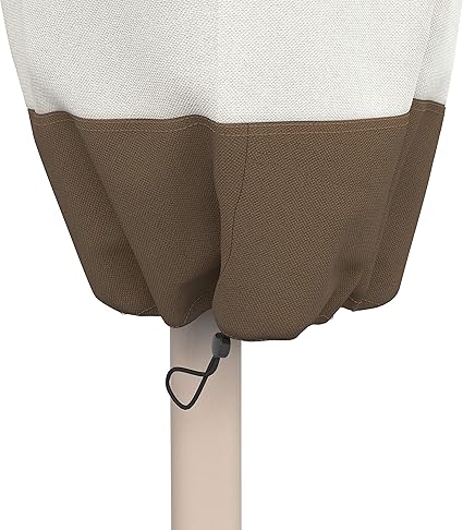 Basics Outdoor Patio Umbrella Cover, Waterproof, Anti-UV, Durable, BeigeWhite, 7" x 23" x 76"
