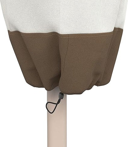 Basics Outdoor Patio Umbrella Cover, Waterproof, Anti-UV, Durable, BeigeWhite, 7" x 23" x 76"