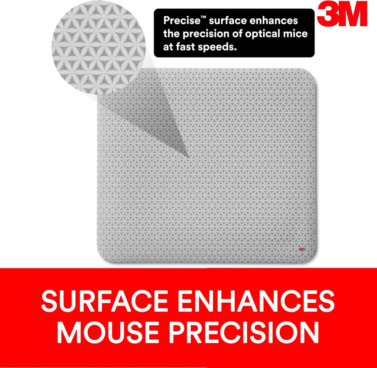 Precise Mouse Pad Enhances the Precision of Optical Mice at Fast Speeds, Easy to Clean, Stays in Place, 9 in x 8 in (MP114-BSD1)
