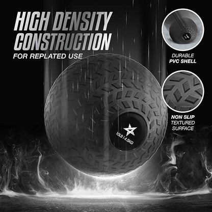 Yes4All Slam Balls Upgraded, 10-12lb Medicine Ball Weight, Durable PVC Sand Filled Workout Dynamic Medicine Ball for Core Strengthen