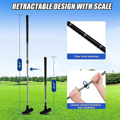 PGM Adjustable Two-Way Golf Putter for Men, Women, and Juniors - Ambidextrous Golf Club with Adjustable Height (54cm - 92cm) and TPR Anti-Slip Grip, Black/Red/Blue, Available in 1, 2, or 3 Pieces