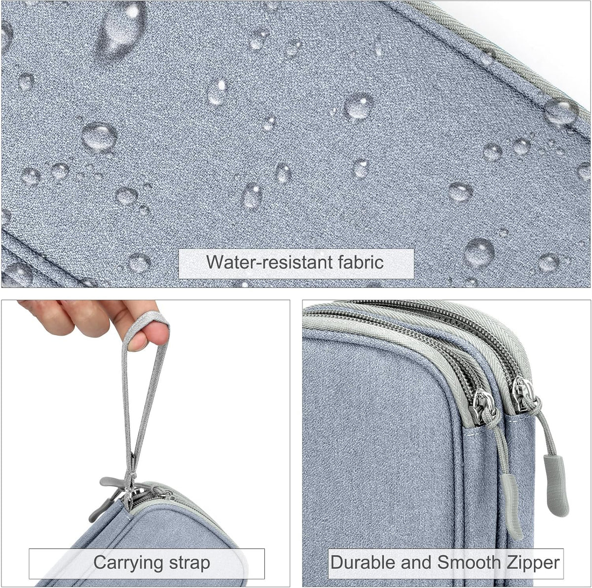 FYY Electronic Organizer, Travel Cable Organizer Bag Pouch Electronic Accessories Carry Case Portable Waterproof Double Layers All-in-One Storage Bag for Cable, Charger, Phone, Earphone Light Grey