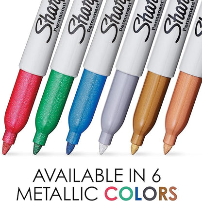 SHARPIE 39109PP Metallic Permanent Markers, Fine Point, Silver, 4 Count