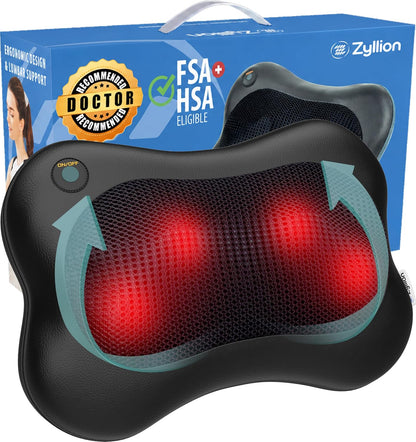 Shiatsu Back and Neck Massager with Heat - 3D Electric Kneading Deep Tissue Massage Pillow for Muscle Pain Relief, Black