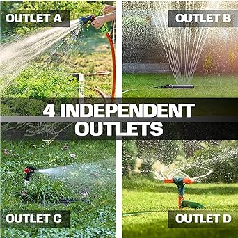 4 Way Garden Hose Splitter, Heavy Duty, Water Hose Manifold, Water Hose Splitter, 4 Way Hose Connector, Spigot Splitter, Faucet Divider Outdoor - Modern