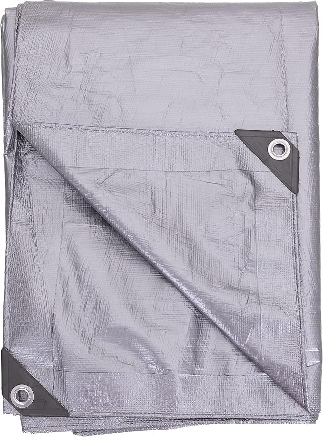 Kotap 8 x 20 Ft. Heavy-Duty Protection/Coverage Tarp, Superior Weave for Greater Longevity, 10-mil Multi-Use, Waterproof, TRS-0820, Silver (1-Pack)