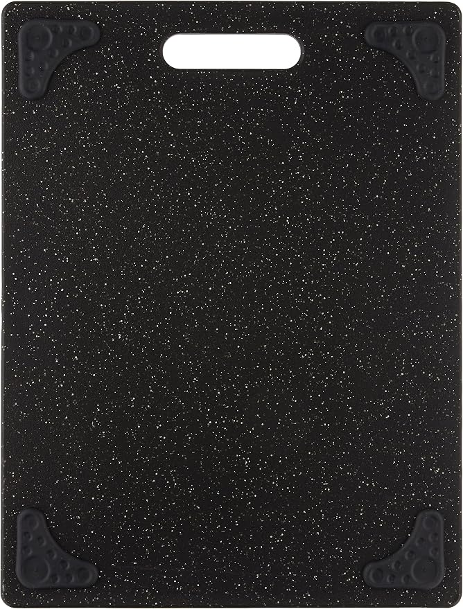 Dexas Grippboard Poly Cutting Board in Midnight Granite, 11 x 14.5 Inch Non-Slip Kitchen Cutting Board with Rubber Feet, Dishwasher Safe BPA-Free Chopping Board Made in USA