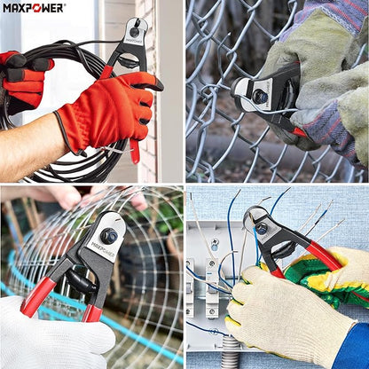 MAXPOWER Wire Cutter, 8-Inch Wire Rope Cutters for Steel Wire, Wire Seals, Aircraft Bicycle Cable, Cable Cutter Cuts Up to ¹³/??"(5mm