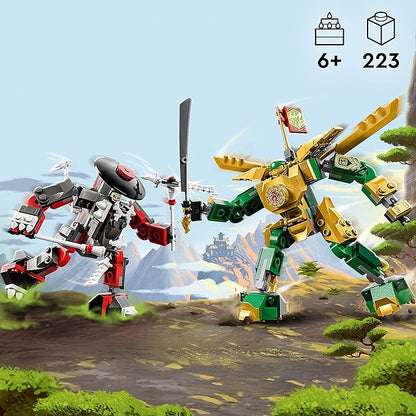 Lego NINJAGO Lloyds Mech Battle EVO Building Set 71781, with 2 Action Figures, 2 Posable Ninja Action Figures to Build, Ninja Toy for Kids Ages 6 with Bone Warrior and Golden Lloyd Minifigures