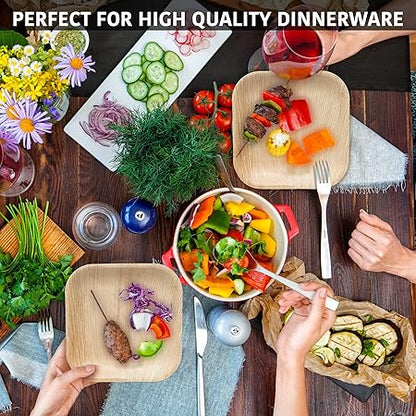 10 Pack Palm Leaf Plates - 10 Inch Square Biodegradable Dinner Plates - Compostable, Sturdy like Bamboo - Eco-Friendly Green Dinnerware for Weddings, Party, Holidays, Christmas, Pack of 10