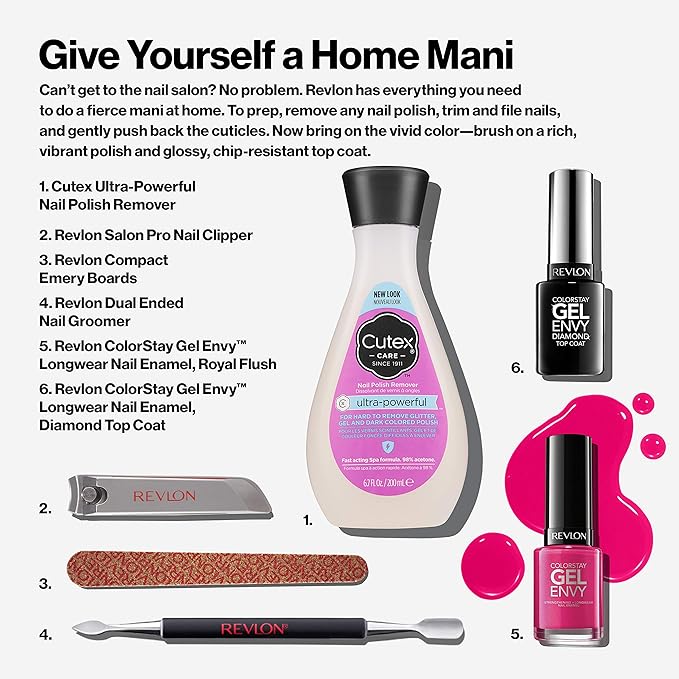 Revlon Compact Nail File, Dual Sided Emery Boards, Manicure Essentials, Smooths & Shapes Nails, Easy to Use (Pack of 10)