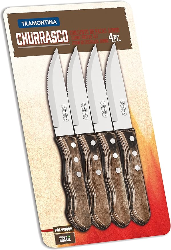 Tramontina Churrasco 5 inch Jumbo Steak Knife Set,4 Piece Brown