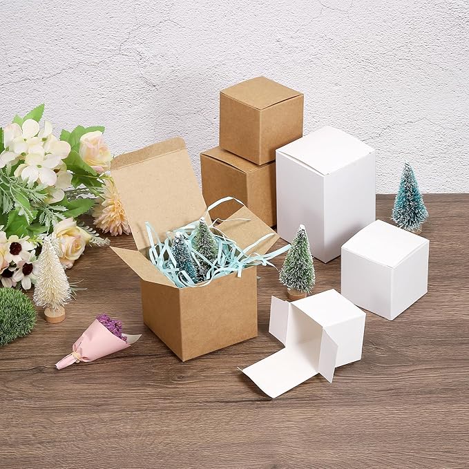 PATIKIL Paper Cardboard Boxes Paper Recycled Gift Corrugated Paper Box White 2 Inch x 2 Inch x 2.8 Inch for Party, Wedding, Gift Wrap Pack of 15