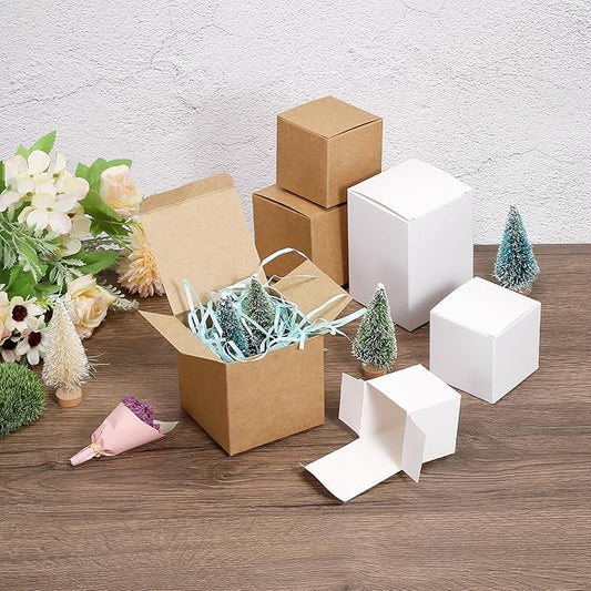 PATIKIL Paper Cardboard Boxes Paper Recycled Gift Corrugated Paper Box White 2 Inch x 2 Inch x 2.8 Inch for Party, Wedding, Gift Wrap Pack of 15