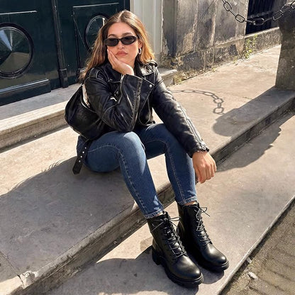 Step into fall and winter with these versatile ankle boots featuring a classic lace-up design, chunky heel, and lightweight yet durable construction.