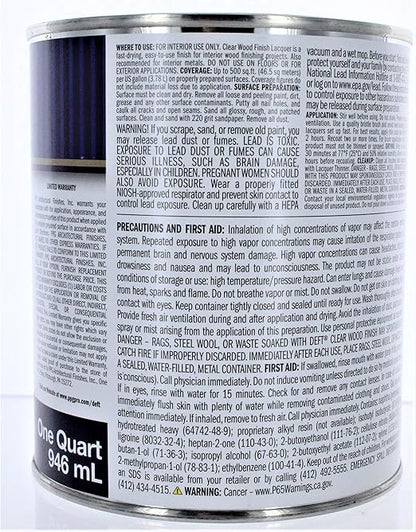 Deft Interior Clear Wood Finish Gloss Brushing Lacquer, Quart