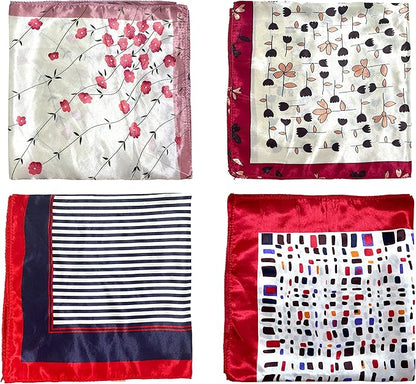 Silk Feeling Square Satin Head Scarf, Neck Scarves Kerchief for Women Ladies Girls, 19.7"x19.7" (50x50cm)