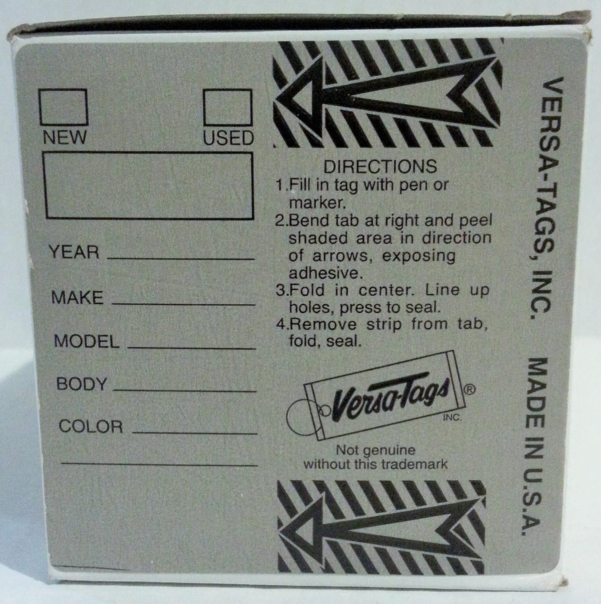 Gray Genuine Versa-Tags Key Tags, Self-Protecting (250 Tags per Box with Metal Rings)