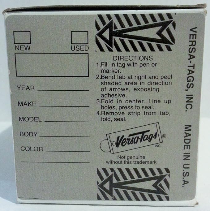 Gray Genuine Versa-Tags Key Tags, Self-Protecting (250 Tags per Box with Metal Rings)