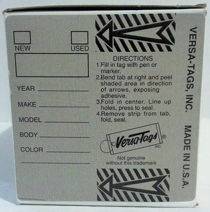 Gray Genuine Versa-Tags Key Tags, Self-Protecting (250 Tags per Box with Metal Rings)
