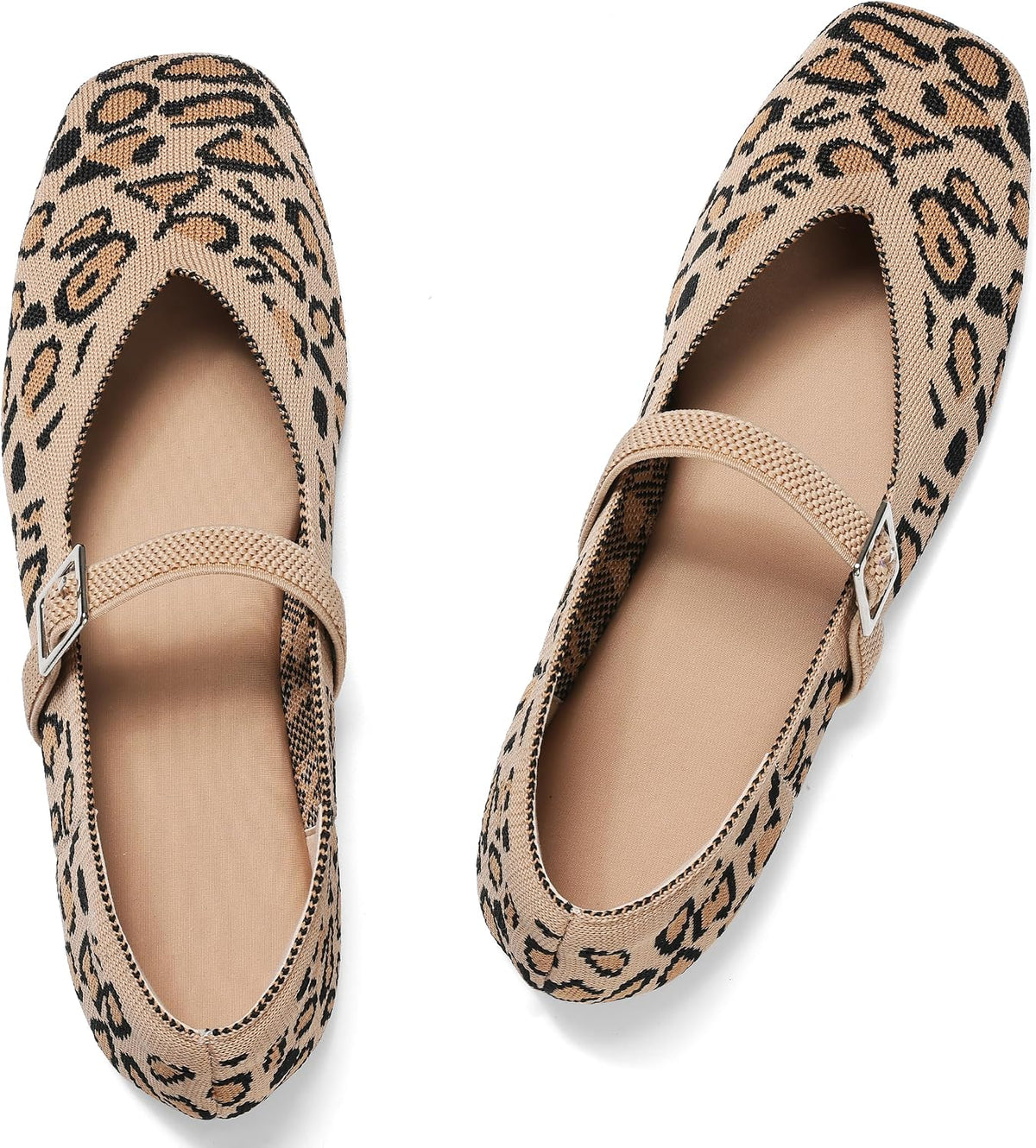 CELNEPHO Flats for Women Mary Jane Shoes Ballet Flats Shoes Square Toe with Ankle Strap Dressy Comfortable Office Shoes.