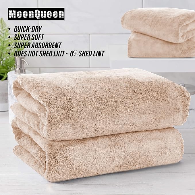 MOONQUEEN 6 Pack Premium Bath Towel Set - Quick Drying - Microfiber Coral Velvet Highly Absorbent Towels - Multipurpose Use as Bath Fitness, Bathroom, Shower, Sports, Yoga Towel (Brown)