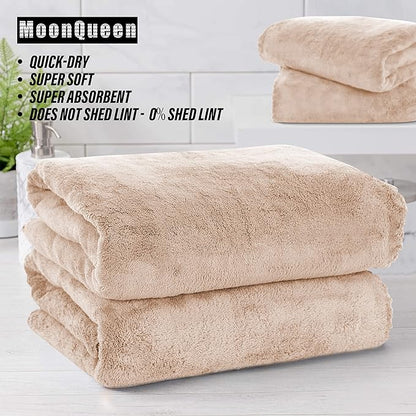 MOONQUEEN 6 Pack Premium Bath Towel Set - Quick Drying - Microfiber Coral Velvet Highly Absorbent Towels - Multipurpose Use as Bath Fitness, Bathroom, Shower, Sports, Yoga Towel (Brown)