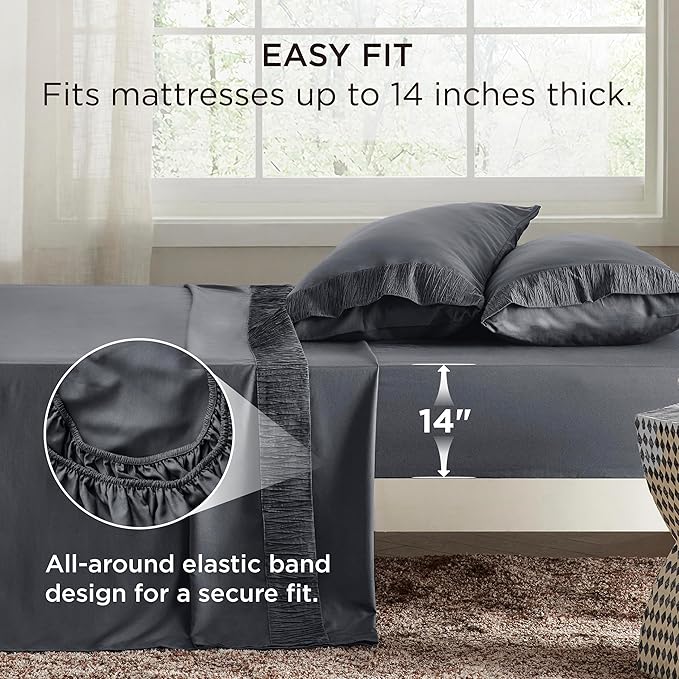 Bedsure King Size Sheets Set - 4 Pieces Soft King Sheets - Breathable  Cooling - Hotel Luxury - Easy Care Polyester Microfiber Bedding for Women, Men, Dark Grey