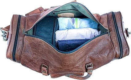 21 Inch Vintage Leather Duffel Travel Gym Sports Overnight Weekend Duffle Bags for men and women