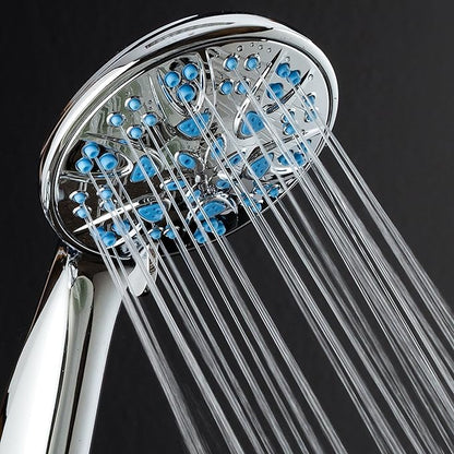AquaDance 5514 Antimicrobial  Anti-Clog High-Pressure 6-Setting Hand Microban Nozzle Protection from Growth for Stronger Shower 3 Color Choices, Aqua Blue Jets,4 Inch