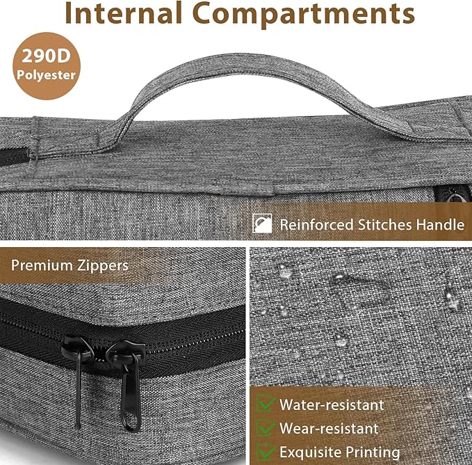 Bible Cover with Durable Handle, Carrying Book Case Church Bag Bible, Protective with Zippered Pocket, Bible Study Accessories Supplies, Book Protector for Book Lovers, GreyBlack