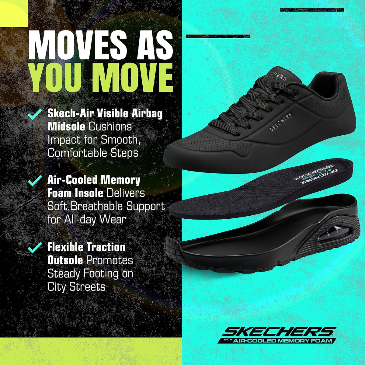 Skechers Men's Uno Stand On Air Sneaker | Casual Shoe, Air-Cooled Memory Foam, Skech-Air, Visible Airbag Midsole