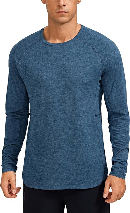 CRZ YOGA Lightweight Long Sleeve Shirts for Men Moisture Wicking Quick Dry T-Shirt Workout Running Basic Tee Tops