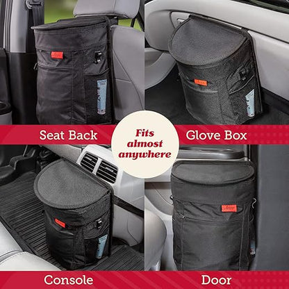 Lusso Gear Spill-Proof Car Trash Can 2.5 Gallon - Easy-to-Clean Hanging Garbage Bin - Leak-Proof Lid, Removable Liner, Waterproof - Keep Car, SUV, Truck, Minivan Odor-Free - Black - Truck Accessories