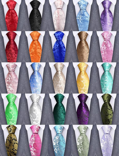 GUSLESON 3.15"(8cm) Fashion Paisley Ties Mens Woven Jacquard Necktie for Wedding