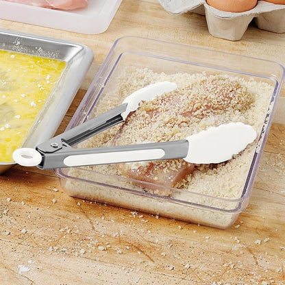 Tovolo Stainless Steel Turner Wide Tips Grips on Handles Non-Stick  Heat-Resistant Silicone, BPA-Free  Dishwasher-Safe, Mini Tongs, White