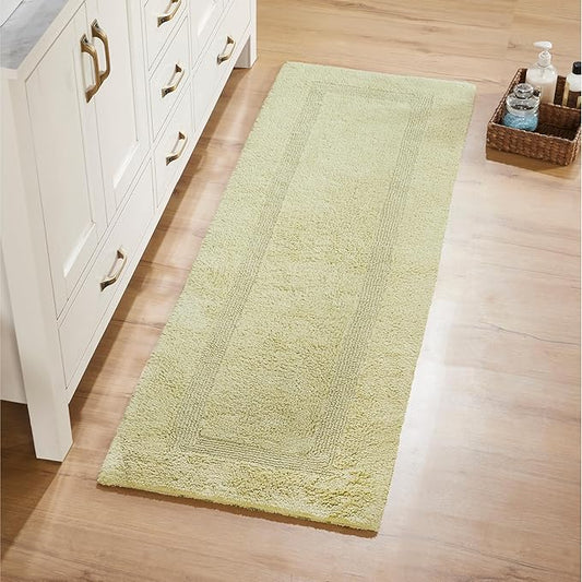 Better Trends 20" x 60" Runner Bath Room Rug 100 Cotton Extra Soft Water Absorbent Reversible, Washable Luxury Long Mat for Bath Room Floor, Tub, Laundry Room Oeko-Tex Certified Sage Lux Collection