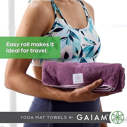 Gaiam Yoga Mat Towel Microfiber Mat-Sized Yoga Towel for Hot Yoga