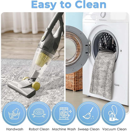 Washable Runner Rug 2x6  Non Slip Rug Runners for Hallways, Entryways, Kitchens, Bathrooms, Bedrooms  Ultra-Soft Flannel Carpet Runners with Rubber Backing (Light Grey, 2x6)